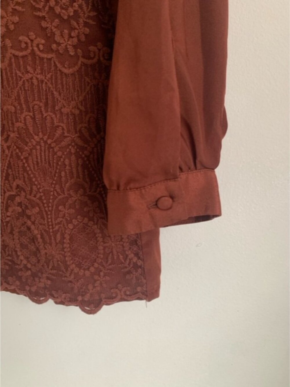 H&M Brown Lace Overlay Blouse - Picture 3 of 7